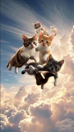 Kittens in the Sky ☁️ | Cute Flying Cats Short 🐱✨ #animation #shorts
