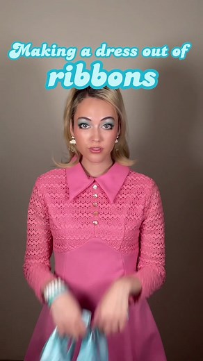 Making a dress out of ribbons 🎀 #ribbon #ribbons #ribbondress #diy #diydress #diyribbon #unconventional #projectrunway #dressmaking #sewing #diytiktok #tutorial #ribbontutorial #girly #fashioninspo #unconventionalmaterials #angemariano