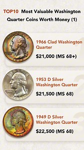 TOP 10 Most Valuable Washington Quarter Coins Worth Money-1 #coin #dollar #quarter #coincollecting | HeritCoin