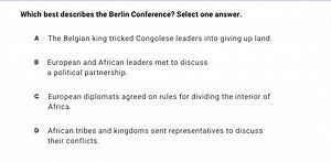 Which best describes the Berlin Conference? Select one answer.... | Filo