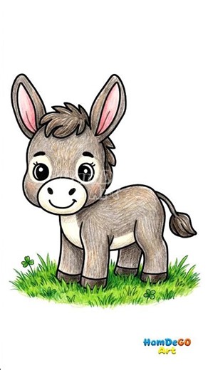 🫏 The most adorable drawing: a tiny donkey! #art
