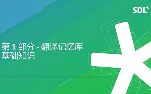 SDL Trados 官方翻译记忆库培训 Part1. TM 基础知识