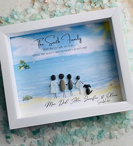 Personalized Family Sea Glass Art: Beach Pebble Picture, Handmade Framed Gift - Etsy