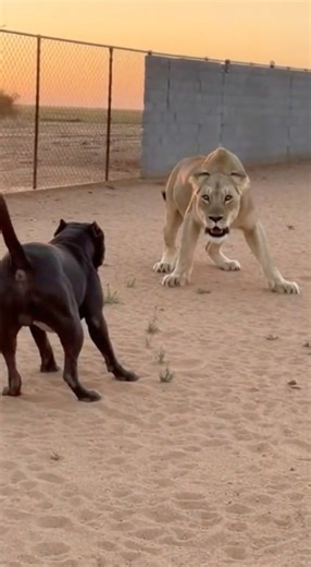 🦁 Lion Charges at Small Dog — Big Dog Steps In Just in Time