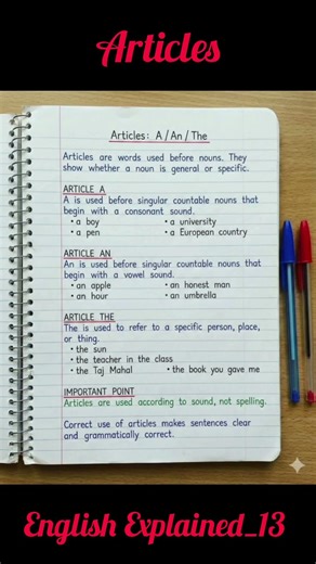 Articles and usage of Articles ✨️