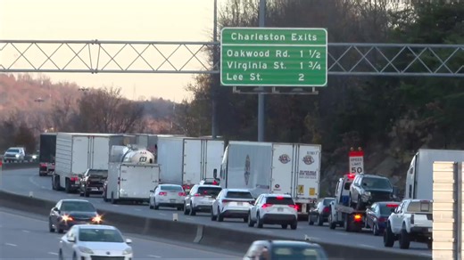Traffic on I-64 East near Charleston slows to a crawl due to bridge construction delays