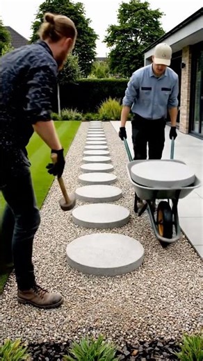 Living Stepping-Disks: Plantable Path Install #landscape #DIY #gardendesign