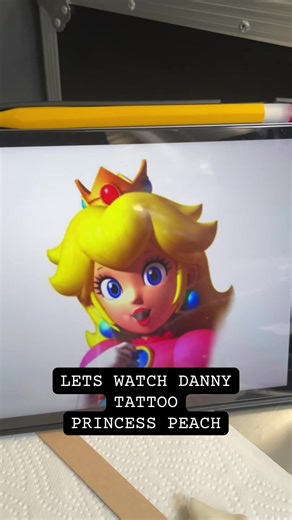 Nintendos Princess Peach colour tattoo by Danny 💖🍑 Bold, vibrant and full of classic gamer nostalgia… What character would you get tattooed ❔ #princesspeach #nintendo #gaming #colourtattoo #cartoon