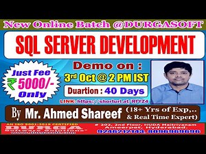 SQL SERVER DEVELOPMENT Online Training @ DURGASOFT