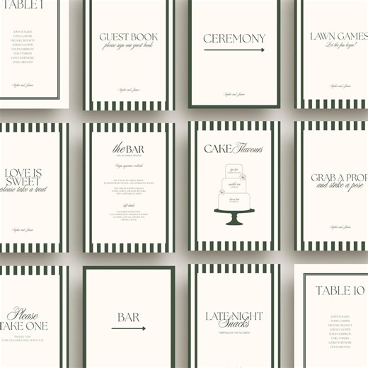 Green Wedding Day Signs Templates - Etsy Canada