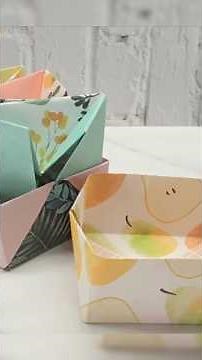 DIY摺紙收納盒教學｜不用膠、一張紙做出折疊置物盒｜origami paper box｜手作紙盒｜愉樂生活 001