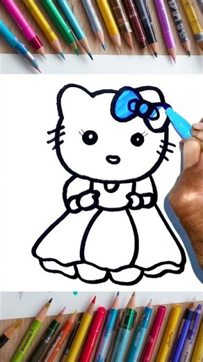 🎨 How to Draw & Color Hello Kitty | Cute Art for Kids & Toddlers | Easy Hello Kitty Drawing