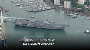 Britain's new £3 billion warship HMS Queen Elizabeth has docked at its new home in Portsmouth. Find out more about the ship here: http://bit.ly/2wdUTDY | ITV News