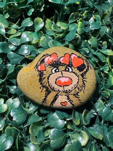 Valentine Teddy Bear Hand-painted Rock - Etsy