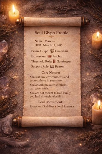 Some souls aren’t meant to chase the spotlight. They’re meant to hold the structure. The calm in the storm. The steady hand. The one everyone leans on without realizing it. Protectors don’t speak loudly. They stand firmly. Marcus carries the Guardian Anchor Gatekeeper glyph stack — a soul built for loyalty, stability, and quiet strength. Not the crown. The shield. Type “interested” if you want your personal Soul Glyph scroll. #interested #soul #fypシ #guardian #saintbridgettarcanacodex