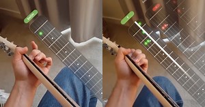 Learning to Play Guitar in Mixed Reality