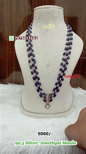 92.5 Silver Amethyst maala