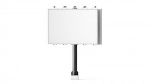 Blank white banner mockup on city billboard, looped rotation, 3d rendering. Empty bill board mock up isolated. Clear bilboard canvas template on sity street sign. Outdoor poster signage stand