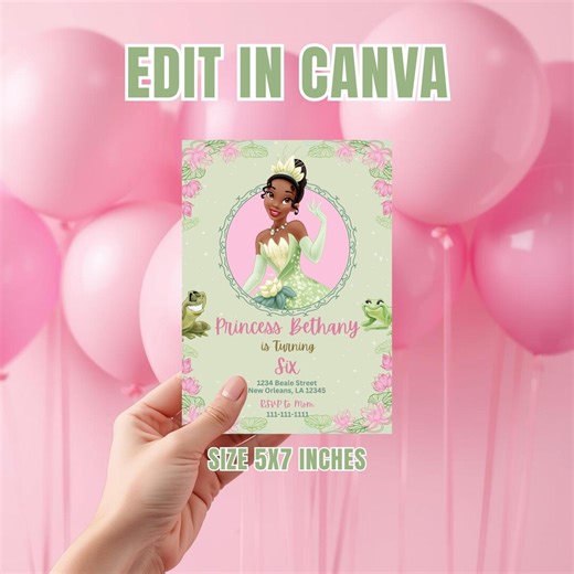 Princess and the Frog Birthday Invitation | Editable Tiana Party Invite (digital Download) - Etsy