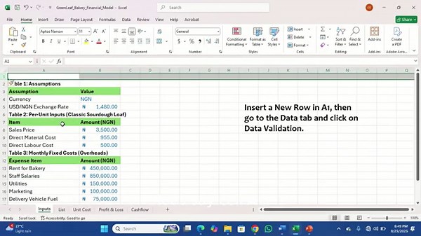Mastering Financial Modeling with Excel: Using Data Validation & Dropdowns for Error-Free Inputs