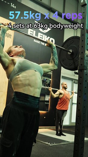 One of my favourite shoulder exercises!!! Strict press. No bouncing, full lock out and full range of motion with control. I will do partials and negatives after my main strength sets sometimes. But the most important thing is getting those heavy reps in week after week! Can't wait to get back to it and get stronger ♥️😍 #shoulders #girlswholift #powerlifting