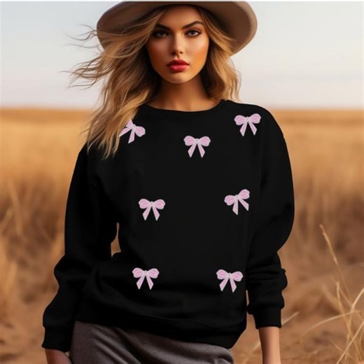 Hand-applied Sequin & Pink Pearl Bows Sweatshirt - Unique Sparkle Style - Etsy