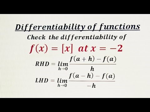 ~Differentiability of functions ~ f(x)=[x] at x= -2 . Differentiability of greatest Integer Function