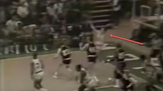 See Bruce Morris make a nearly full-court shot in 1985 for Marshall