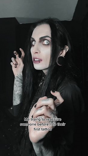 Dark Gothic Woman Getting First Tattoo Reassurance