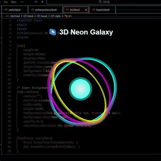 3D NEON GALAXY with HTML/CSS? #css #html #coding #htmlcssproject #htmltutorial #csstutorial #shorts