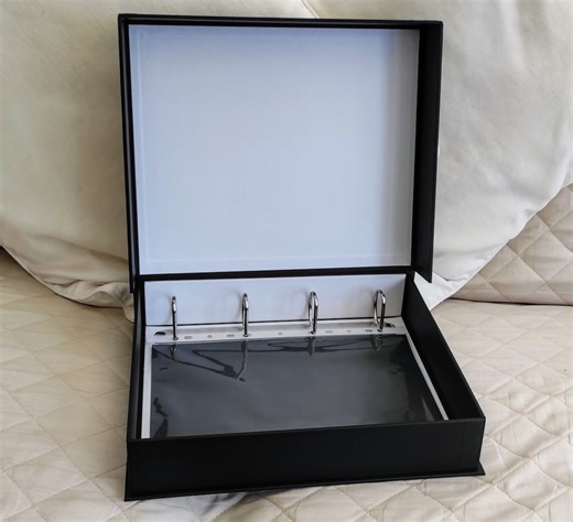 Handmade A4/A3 Ring Binder Box: Black Buckram Cloth Portfolio - Etsy