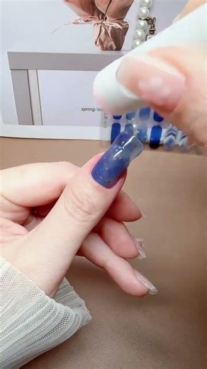 The Ultimate Blue Glacier Marble Gel Nail Wraps In 5 Minutes 💅✨ #nailart #beautyhacks #shorts