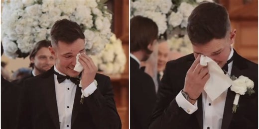 Groom couldn't hold back tears after hearing heartfelt message from his daughter