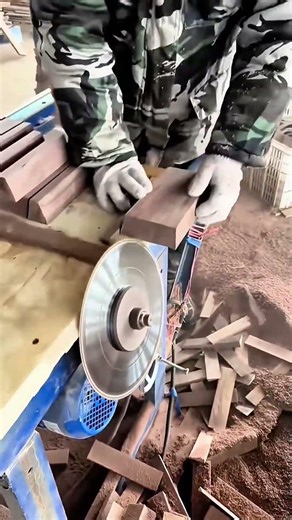 The Process of Cutting and Trimming Wood Using a Bench Grinder #shorts