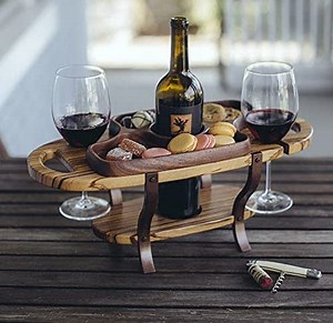 Handmade Wood Wine Caddy, Wine Bottle Holder, Wine Glass Holder, Wine Rack, Wine Accessories, Wedding Gift, Wine Gift For Dad, Gift For Men