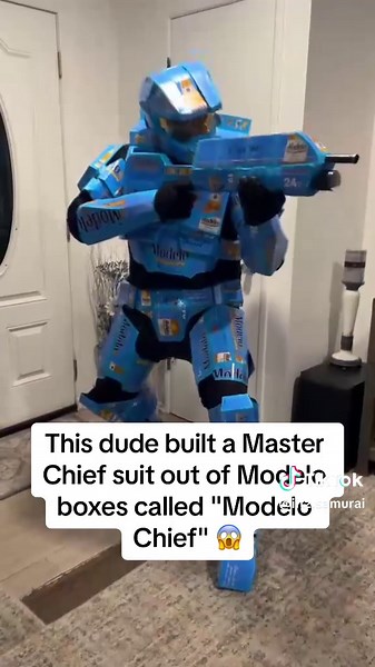 This dude built a Master Chief suit out of Modelo boxes called