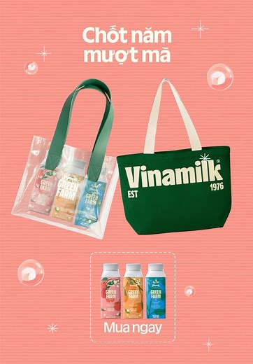 TẶNG TÚI TƯƠI “TOTE” - CHỐT NĂM MƯỢT MÀ Nhận ngay túi thời trang khi mua sữa chua uống sệt Vinamilk Green Farm Mua 4 chai tặng 1 túi trong cao cấp Mua 1 thùng tặng 1 túi Tote Vinamilk 📍Từ 8/12/2025 đến 8/1/2026 hoặc đến khi hết quà tặng. 📌Tại các hệ thống siêu thị trên toàn quốc. #Vinamilk #GreenFarm #Suachuauong #6chungmen