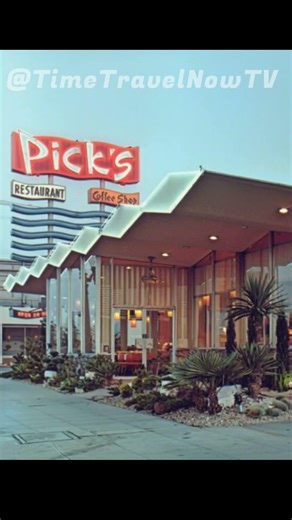 Vintage Pick's Restaurant & Coffee Shop, Los Angeles, Color video of the 1950's, Midcentury Googie