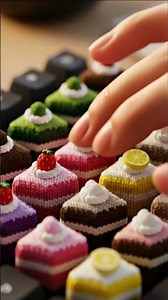 ASMR: Satisfying knitted keyboard pudding cake tapping sounds! Relaxing office fun ASMR. #Shorts