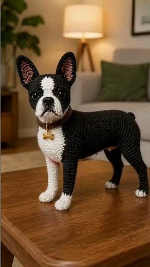 🧶💥 CACHORRINHO AMIGURUMI 🐶 | PERRITO CROCHET | BOSTON TERRIER | SO CUTE DOG PATTERNS #shorts