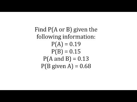 Determine P(A or B) Given Other Probabilities as Decimals