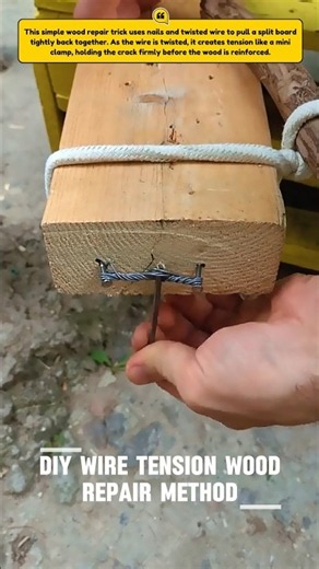 Fixing Split Wood With Wire Tension #WoodRepair #DIYTools #Carpentry
