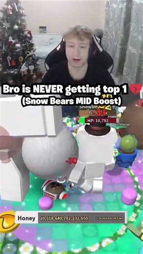Bro is NEVER getting top 1 all time honey with snow bears spawned mid boost 😭💔 (Bee Swarm Simulator)