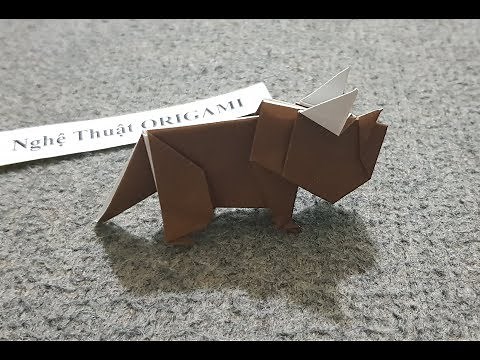 ORIGAMI - Hướng Dẫn Gấp Con Khung Long Ba Sừng (Tam Giác Long) Đơn Giản || Nghệ Thuật ORIGAMI
