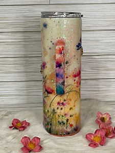 Tumbler With Handle, Glitter Flower Cup, for Nature Lover, Travel Mug With Flower, Wildflower Tumbler, Gift for Women, Personalized Gift - Etsy