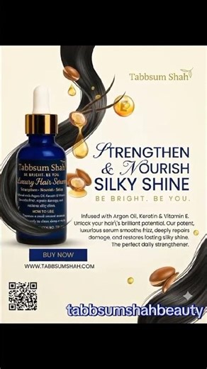 Tabbsum Shah Beauty Luxury Hair Serum – Argan Oil & Keratin Shine Formula 30ml #haircare