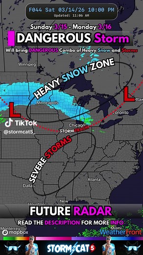 ⚠️ A POWERFUL Winter Storm is about to ROCK the country Sunday, dumping EPIC Snow in the Midwest while Severe Storms — and even Tornadoes — erupt farther south at the SAME TIME. Sunday is the REAL DEAL. We will likely have Blizzard Warnings and Tornado Watches issued simultaneously for Sunday night. Here’s how it'll all play out⬇️ 🌀 THE SETUP A powerful Low Pressure will rapidly strengthen Sunday as it moves out of the Plains and into the Great Lakes. This powerful Spring Storm will have a Cold