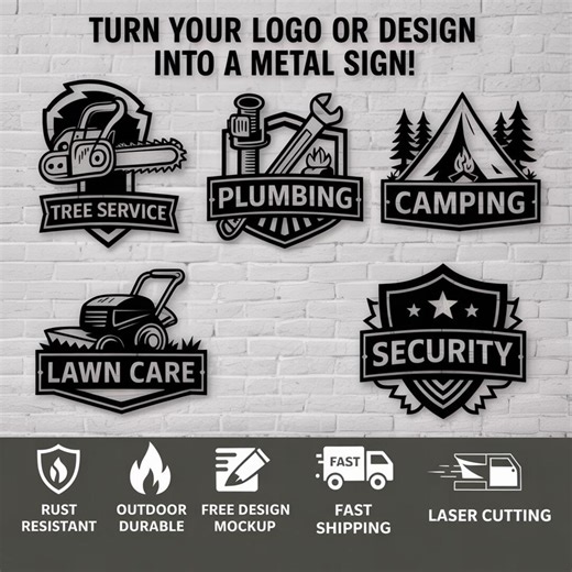 Custom Logo Metal Sign for Business, Personalized Storefront Decor, Free Logo Design Service, Office Wall Art - Etsy