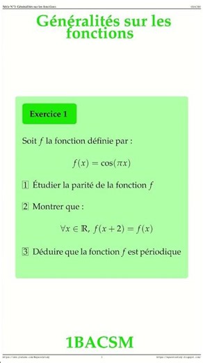 Exercice 1 Generalites sur les fonctions 1BACSM Maths space2study M1BSMS3v5
