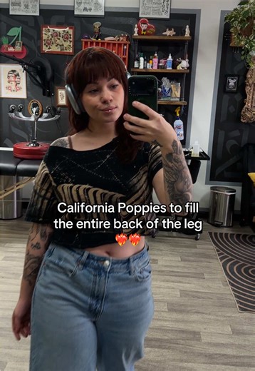 Stunning California Poppy Leg Tattoo Designs